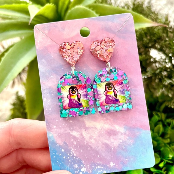 Lisa Frank Penguin Acrylic Earrings - Picture 2 of 5